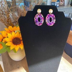 Elegant Purple and Gold Beaded Earrings